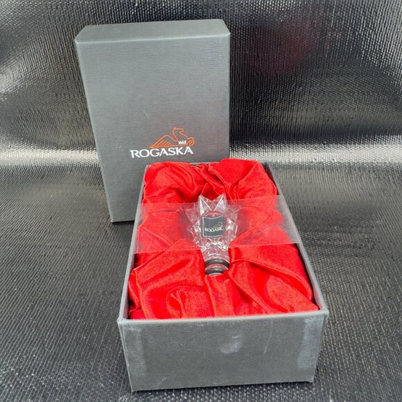 Miller Rogaska Decanter Stopper Clear Lead Crystal Slovenia New in Box Signed - Picture 7 of 13